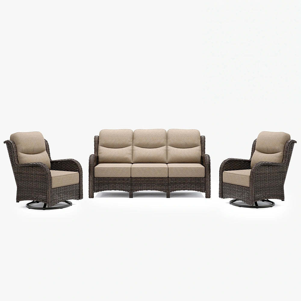 Hawthorne 5 Seater Patio Rattan Sofa Set with Swivel Chairs
