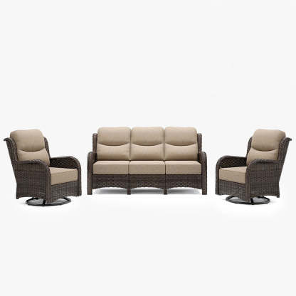 Hawthorne 5 Seater Patio Rattan Sofa Set with Swivel Chairs