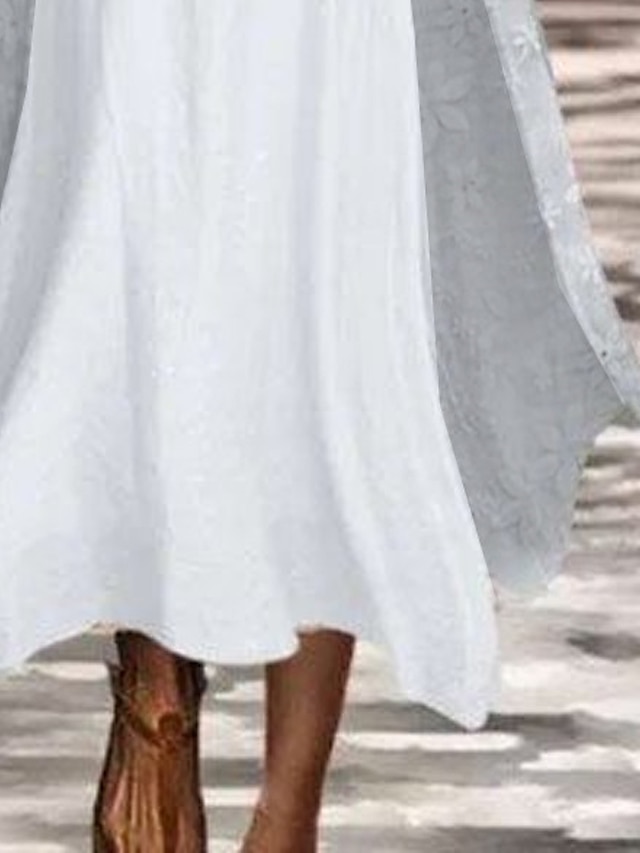 Women's Casual Dress Cotton Linen Dress Dress Set Maxi long Dress Cotton Blend Elegant Modern Outdoor Daily Vacation Crew Neck Lace Patchwork 3/4 Length Sleeve Summer Spring Autumn 2023 Loose Fit
#9551905