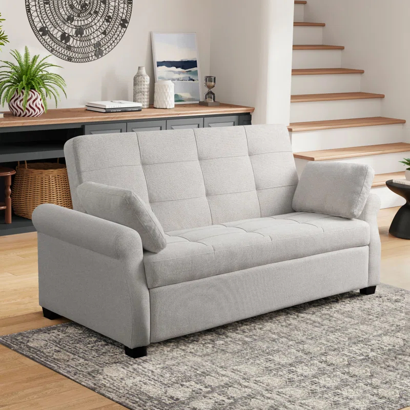 Serta Sabrina 72.6'' Queen Rolled Arm Tufted Back Convertible Sleeper Sofa with Cushions