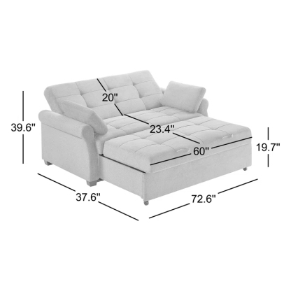 Serta Sabrina 72.6'' Queen Rolled Arm Tufted Back Convertible Sleeper Sofa with Cushions