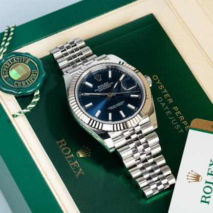 Rolthtex Datejust 41mm Oystersteel and white gold Bright Blue Dial 126334-0002