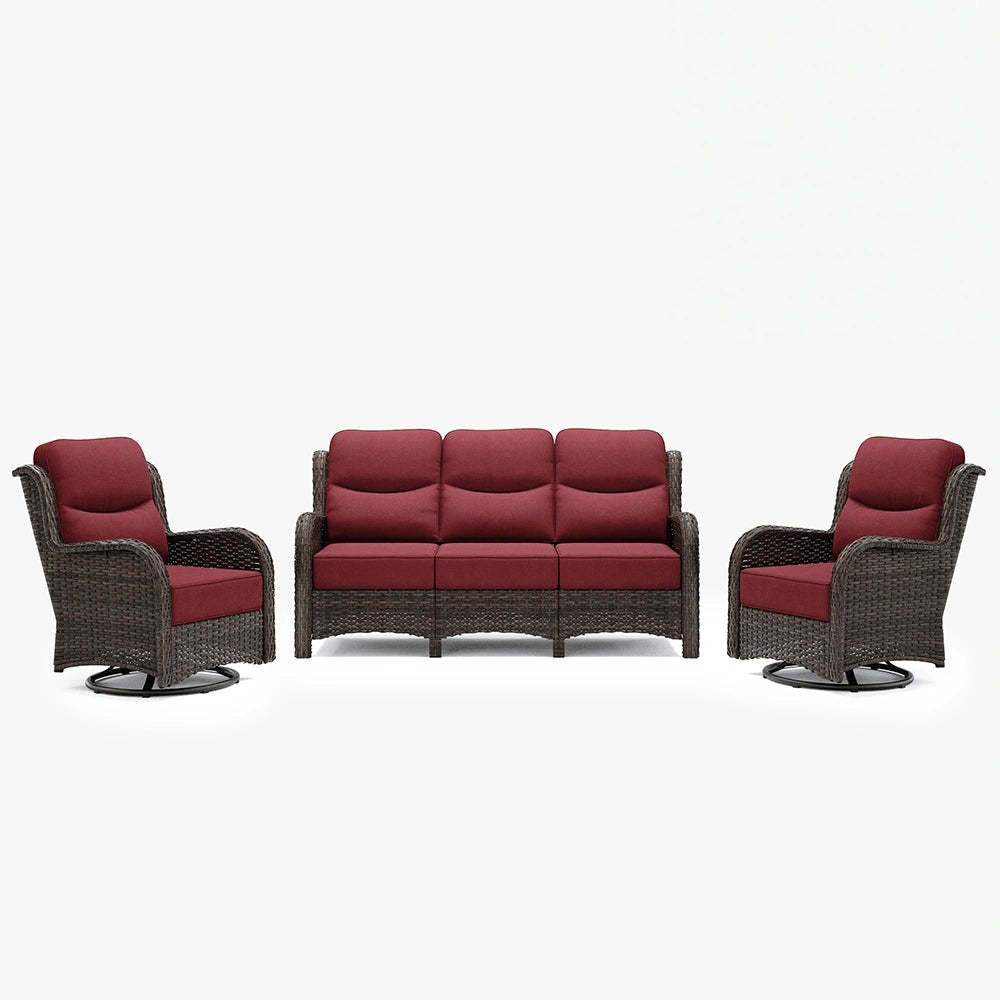Hawthorne 5 Seater Patio Rattan Sofa Set with Swivel Chairs