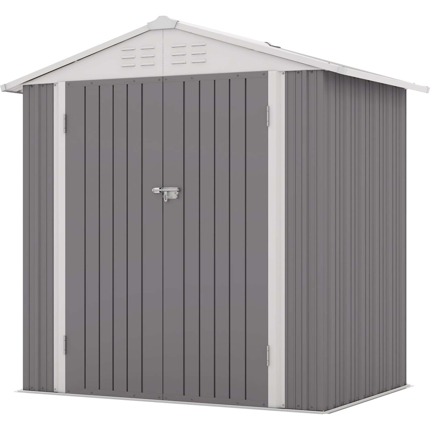 10 x 10 ft Outdoor Storage Metal Shed with Sloping Roof and Double Lockable Door, Brown
