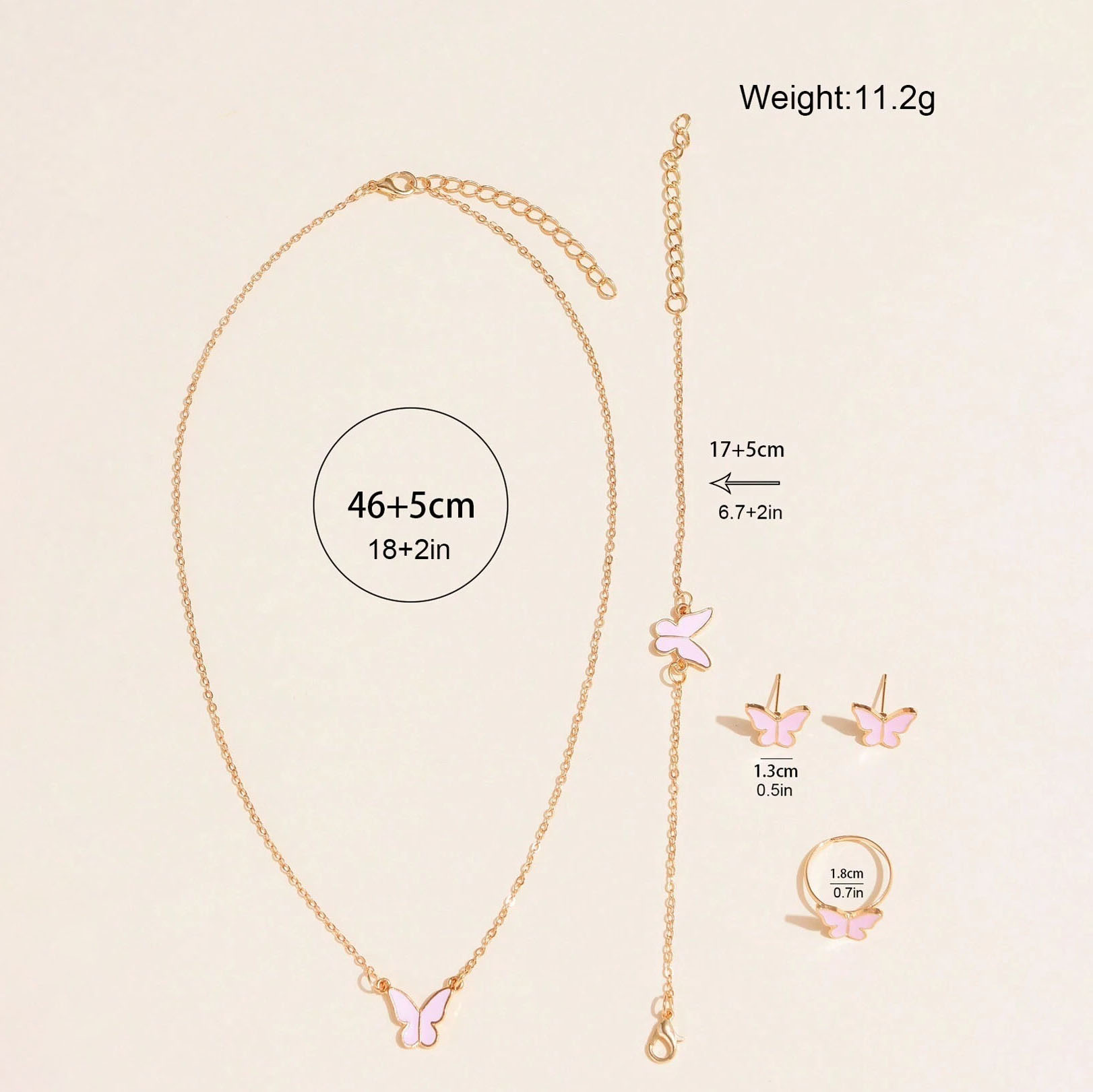 6pcs/Set Women's Leather Strap Quartz Watch, Butterfly & Star Necklace & Bracelet, Ring, And Earrings