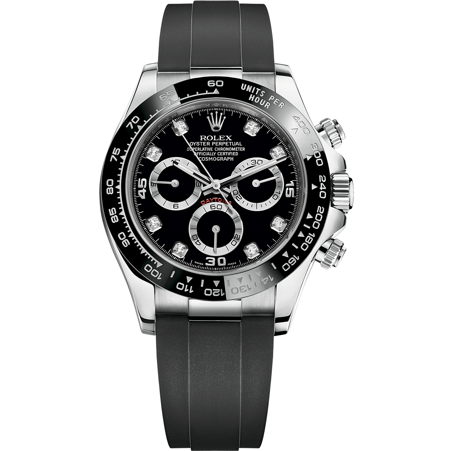 rolthtex Daytona White Gold Black Dial Oysterflex Strap 116519LN-0025