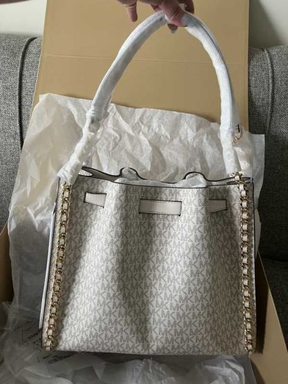 Mina Large Signature Logo Chain Shoulder Bag