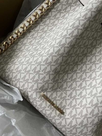 Mina Large Signature Logo Chain Shoulder Bag
