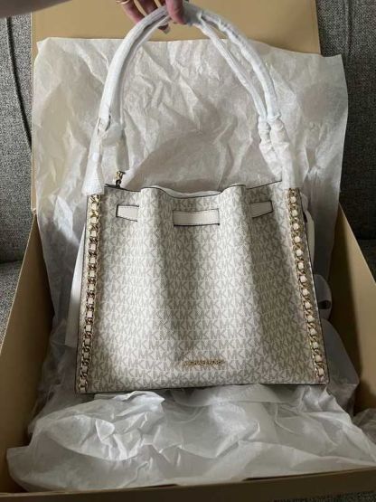 Mina Large Signature Logo Chain Shoulder Bag