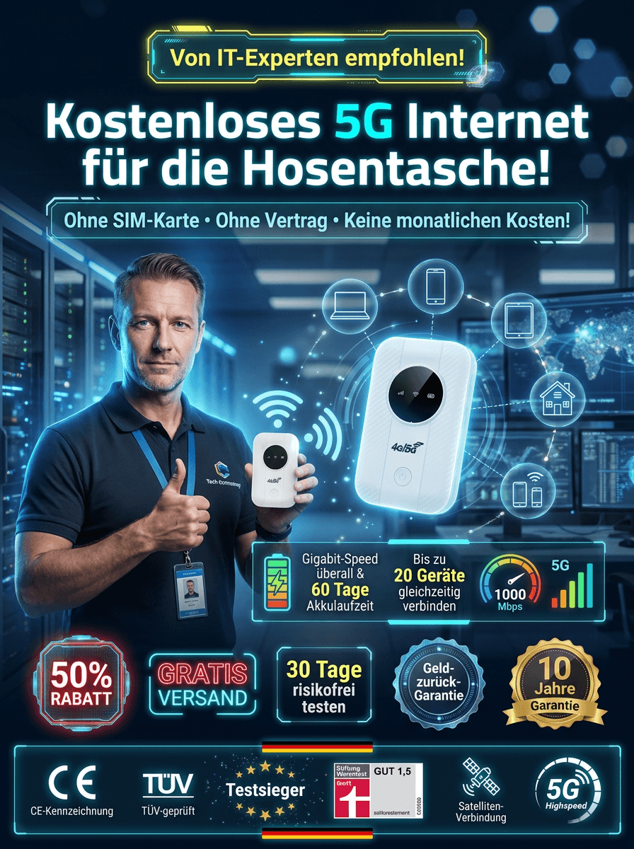 【2026 Wi-Fi-Generation】5G-Router, gleichzeitig mit 10 Geräten verbinden! Schnelle Verbindung von Smartphone, Computer, Fernseher, Sicherheitskamera und Spielkonsole
