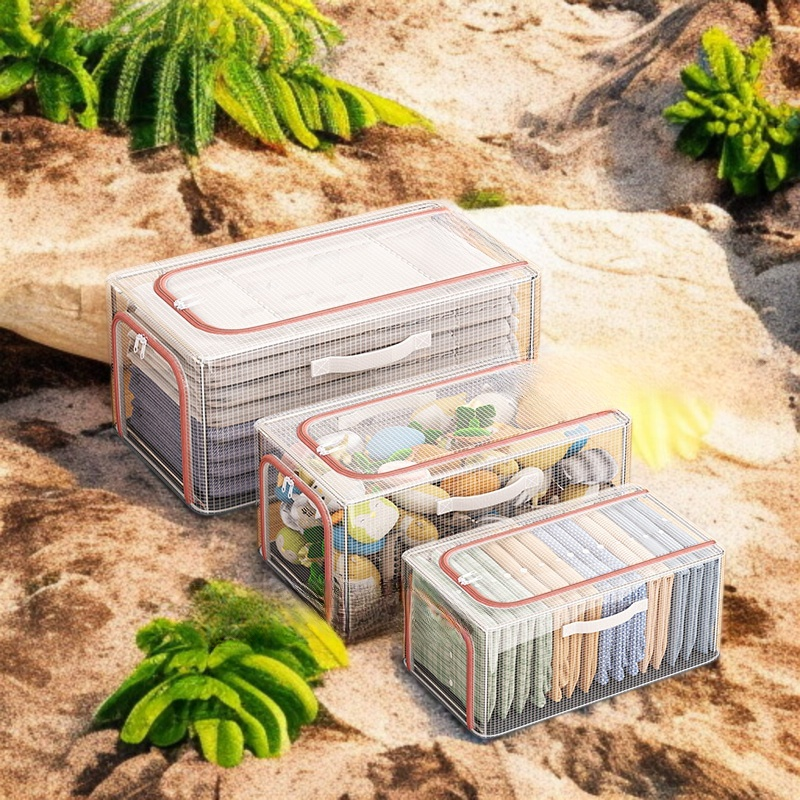 Nueva caja de almacenamiento de ropa de malla de PVC transparente, caja de almacenamiento de ropa pa