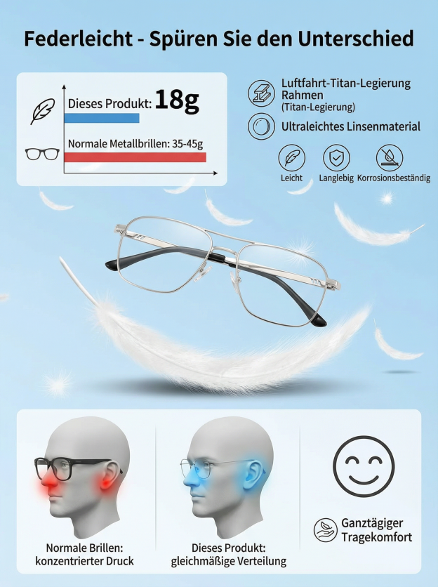 【Keine Verschreibung erforderlich】Smart Zoom Photochromic Blaulichtfilter-Lesebrille