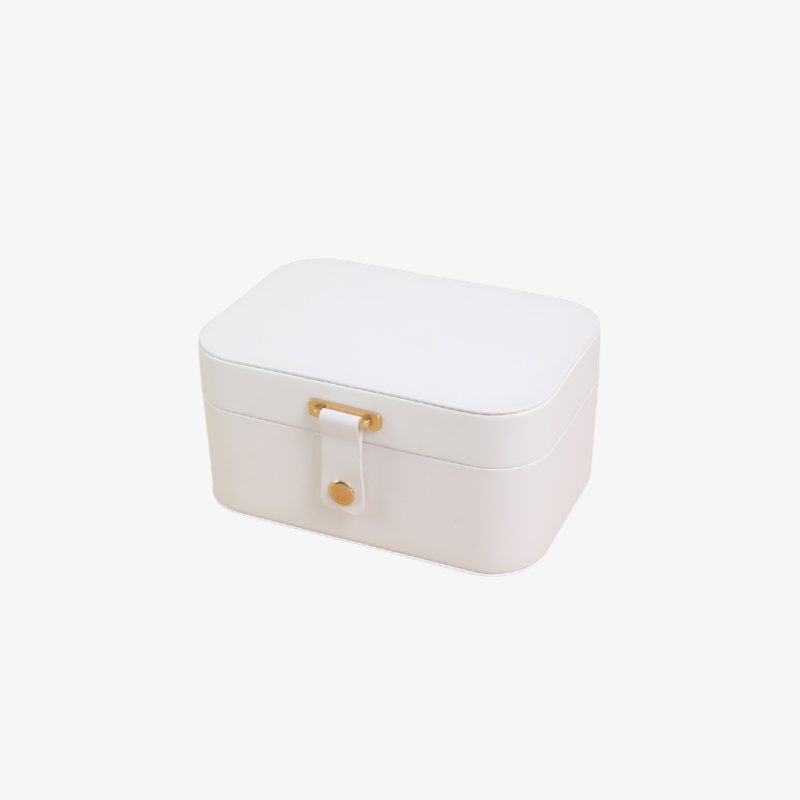 Button Flip 2-lagige Reise-Schmuckschatulle ge&ouml;ffnet mit Schmuck