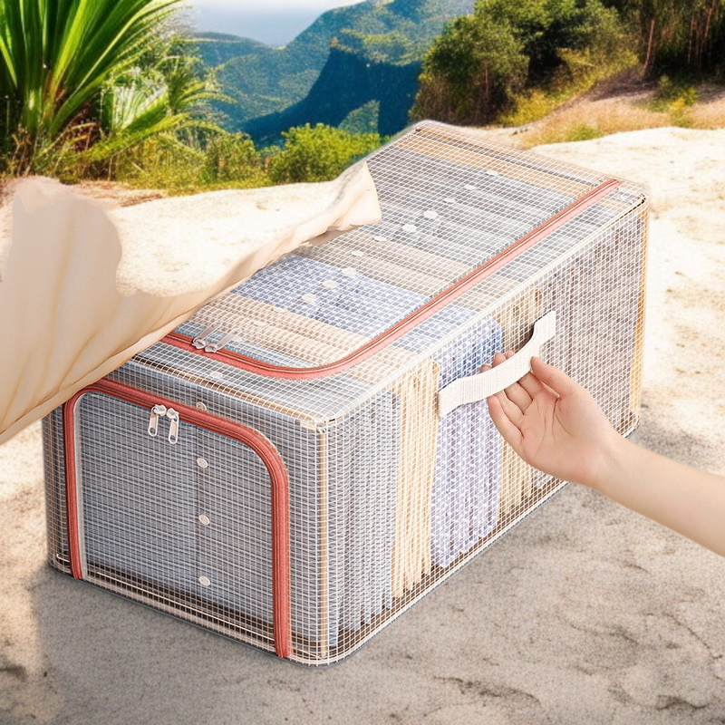 Caja de almacenamiento de ropa de malla de PVC transparente