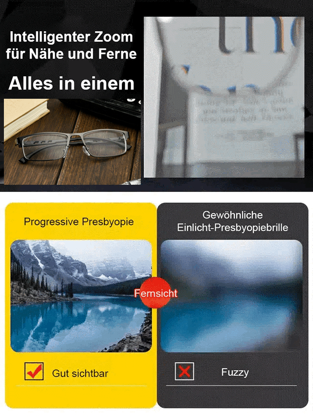 Kristall-Autofokus-Anti-Blaulicht-Photochromatische Lesebrille