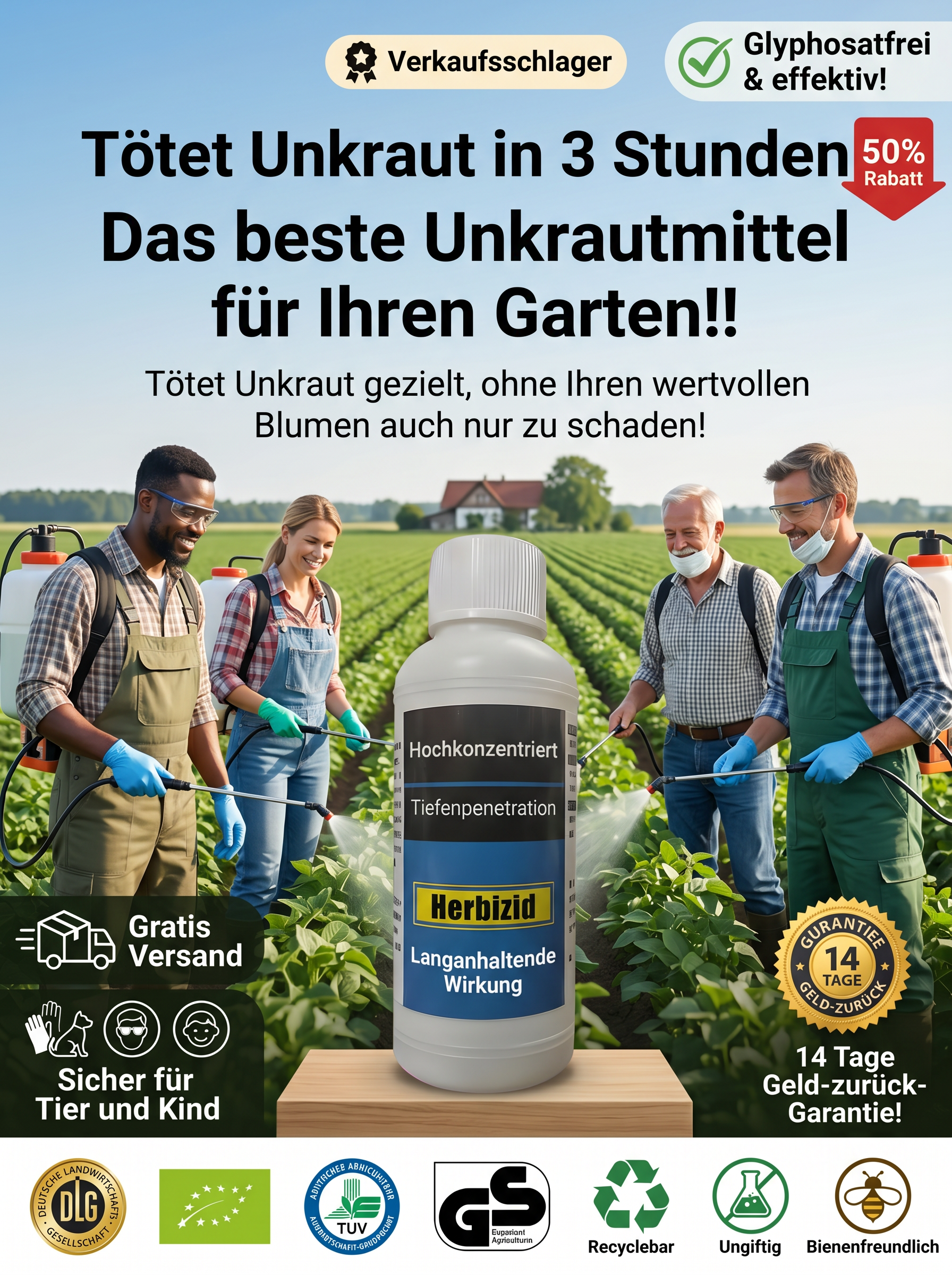 【Wirksam in 1 Stunde】sicheres und harmloses Herbizid