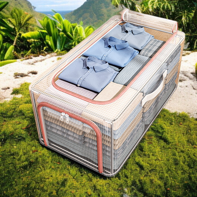 Caja de almacenamiento de ropa de malla de PVC transparente