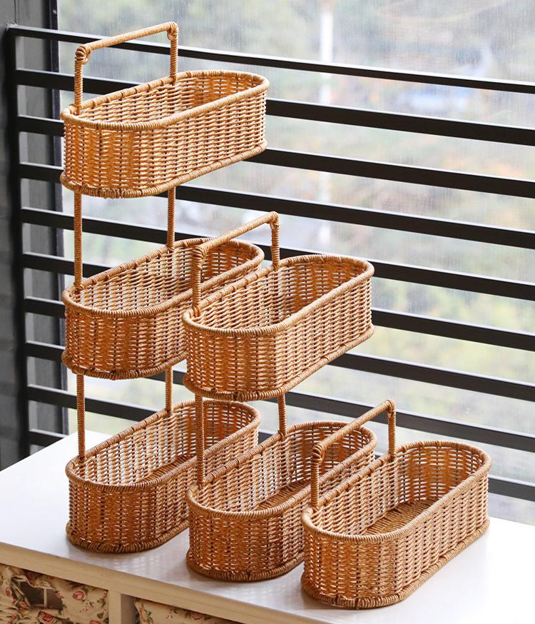 Imitation Rattan Badezimmerregal ohne Bohren für Duschgel Aufbewahrung