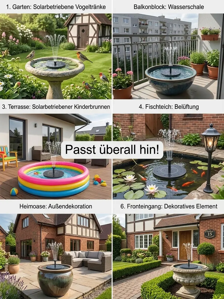 Solarbetriebener schwimmender Springbrunnen