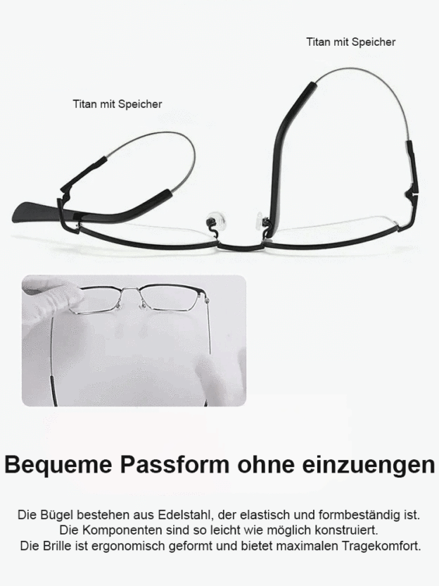 【+1.0 bis +7.0】 Revolutionäre Multi-Fokus Lesebrille aus Titan- Eine Brille für alle Sehstärken