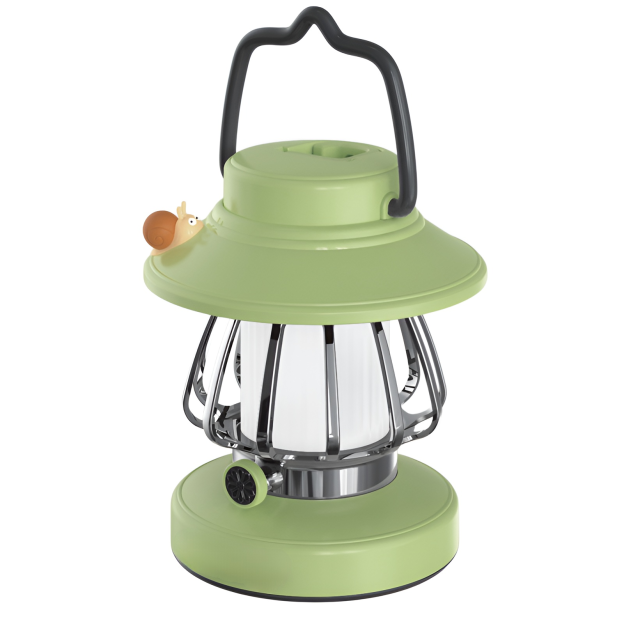 Tragbare Retro-Campinglampe mit LED-Nachtlicht und drei Positionen, USB-Aufladung