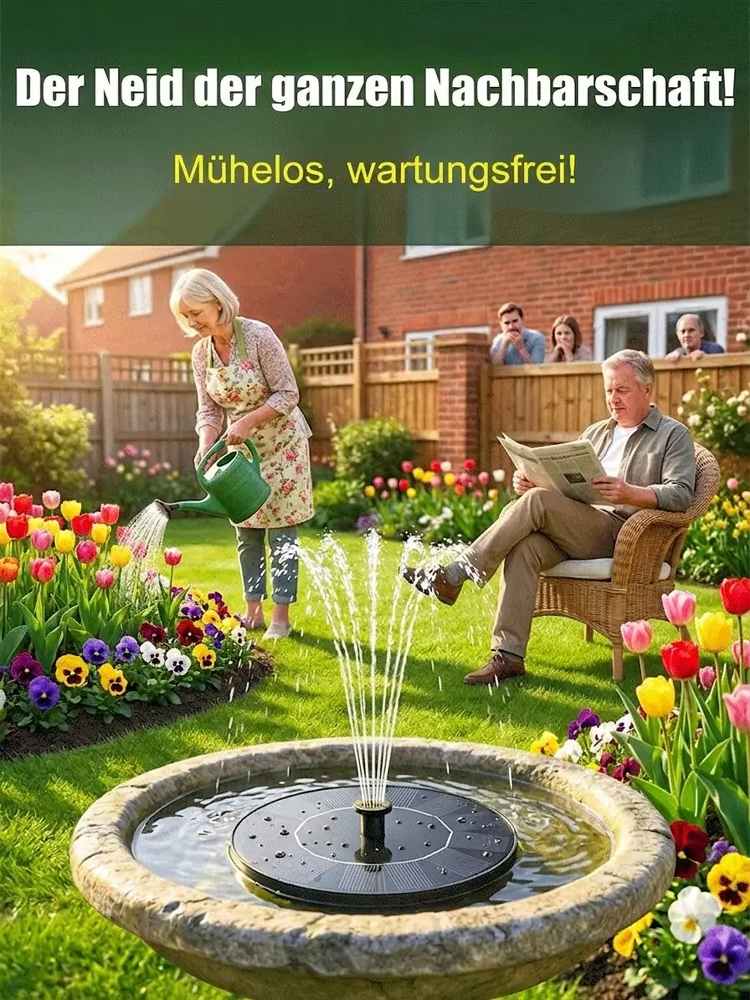 Solarbetriebener schwimmender Springbrunnen