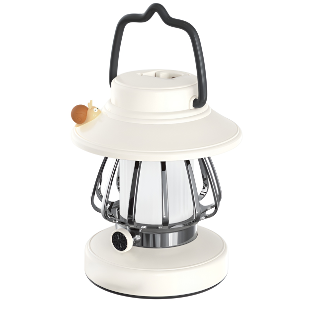 Tragbare Retro-Campinglampe mit LED-Nachtlicht und drei Positionen, USB-Aufladung