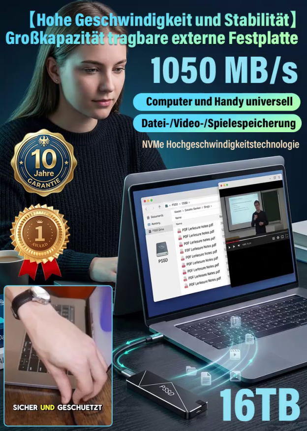 Schnelle und stabile tragbare Mini-Festplatte mit hoher Kapazität