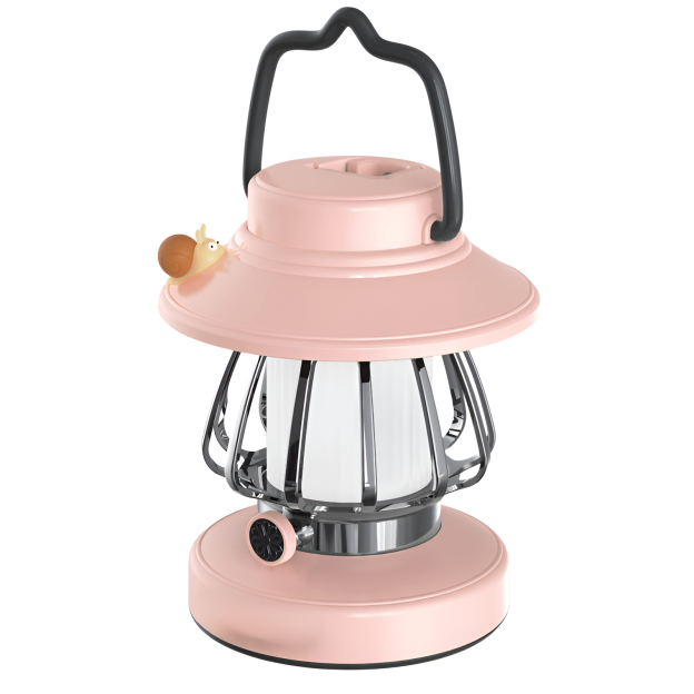 Tragbare Retro-Campinglampe mit LED-Nachtlicht und drei Positionen, USB-Aufladung