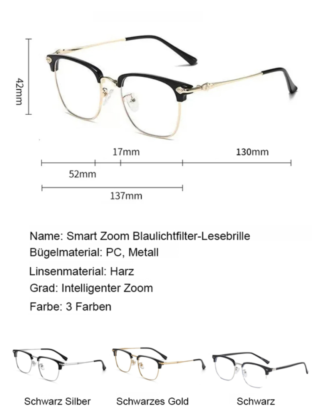 Auto-Fokus Lesebrille mit Blaulichtfilter