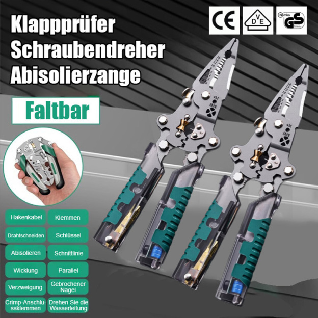 【One piece has 14 functions】Folding tester, screwdriver, wire stripper. One-stop service!