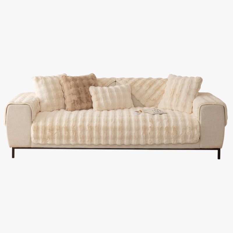 Dickes Sofakissen aus Kaninchenplüsch