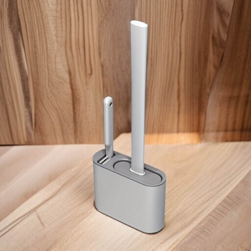 Zwei flexible WC-Bürsten und ein Halter – Komplettset