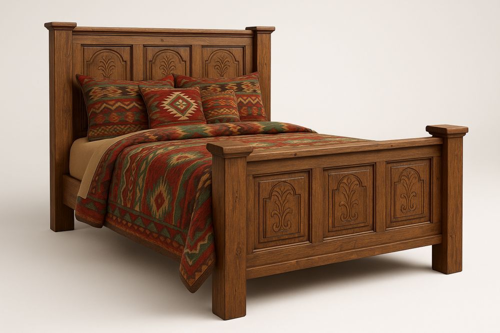 Massiivipähkinäpuusta valmistettu sänky, koko 210 × 160 cm, koristepaneeleilla-lumiaurorahaven