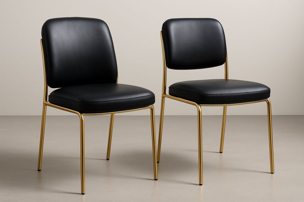 Ruokapöydän tuolit keinonahka kultainen teräs 2 kpl-lumiaurorahaven