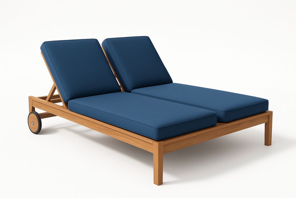 Säädettävä Tiikki Aurinkotuoli Sininen Kahdelle-lumiaurorahaven