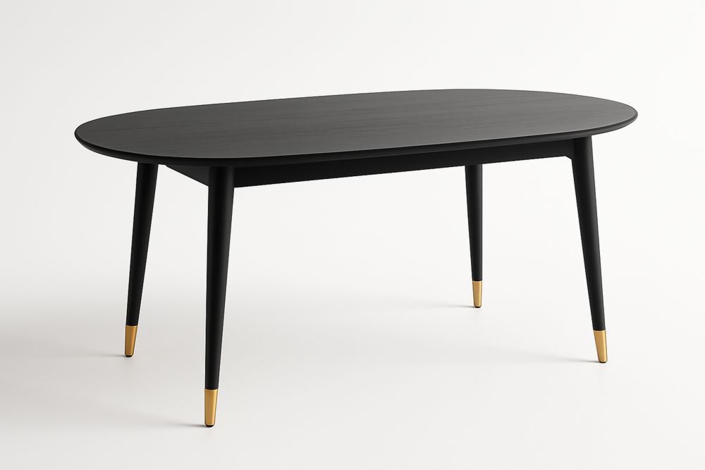 Soikea puupöytä metallijaloilla musta/kulta 180x90x75 cm-lumiaurorahaven