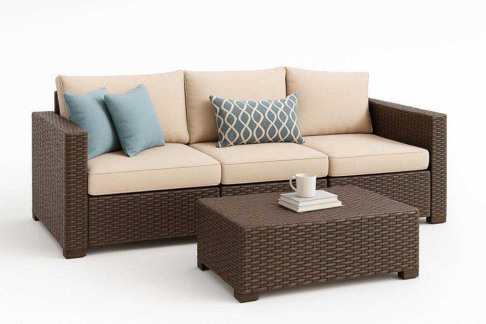 Kolmen istuttava ulkokalusteet muovi beige/ruskea-lumiaurorahaven