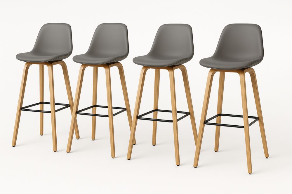 Neljä baarituolia PU-harmaa istuinkorkeus 75 cm-lumiaurorahaven