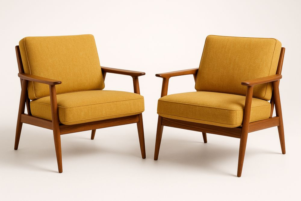 Keltainen kangas nojatuolit massiivipuiset kehykset-lumiaurorahaven