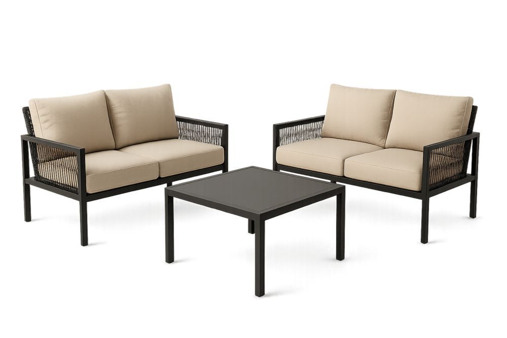 Puutarhasohvasetti alumiinirunko beigepehmusteet-lumiaurorahaven