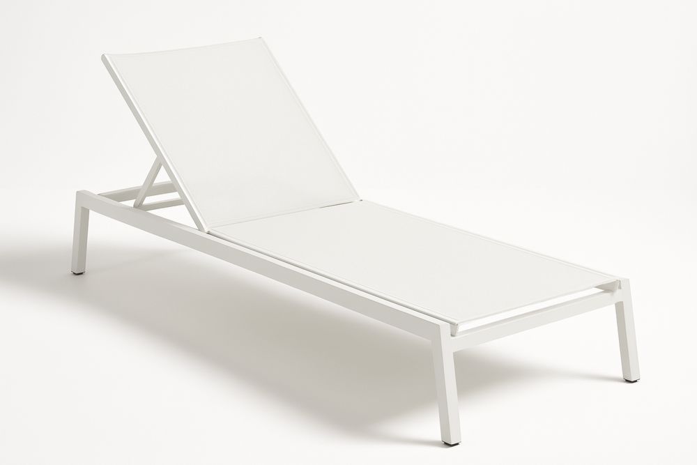 Valkoinen alumiininen aurinkotuoli säädettävä selkänoja-lumiaurorahaven