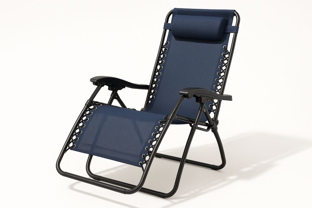 Metallinen säädettävä lepotuoli polyesteriverkolla sininen-lumiaurorahaven