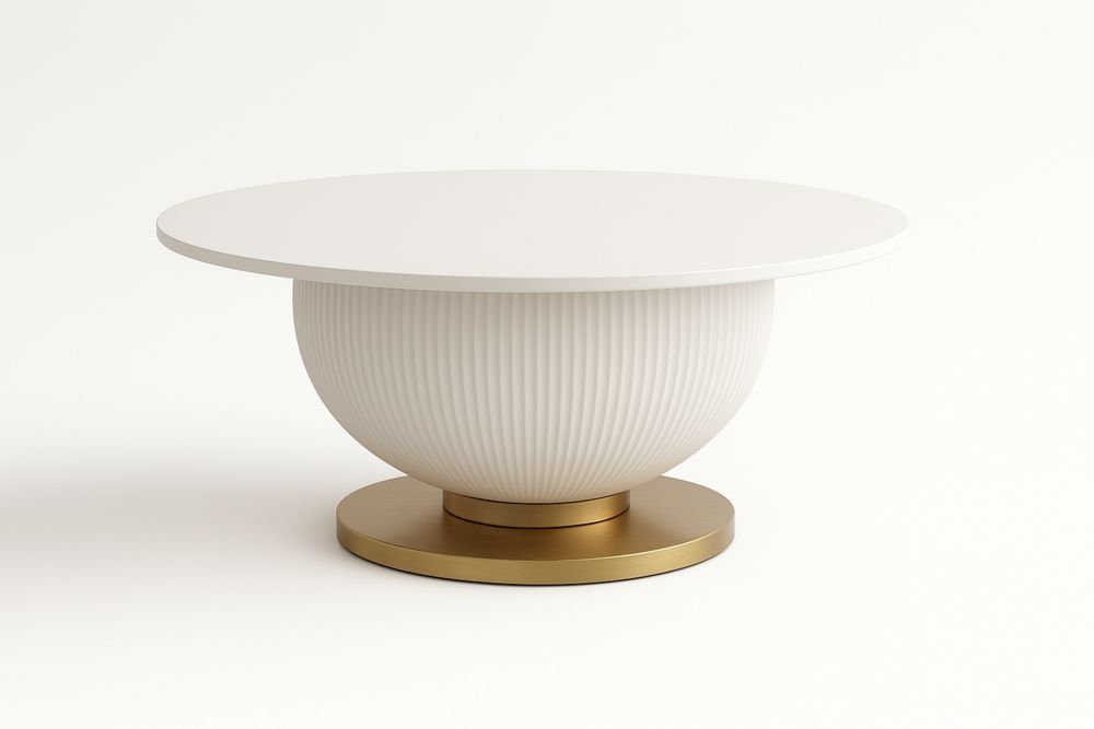 Pyöreä sohvapöytä MDF ja metalli valkoinen/kulta Ø90cm-lumiaurorahaven