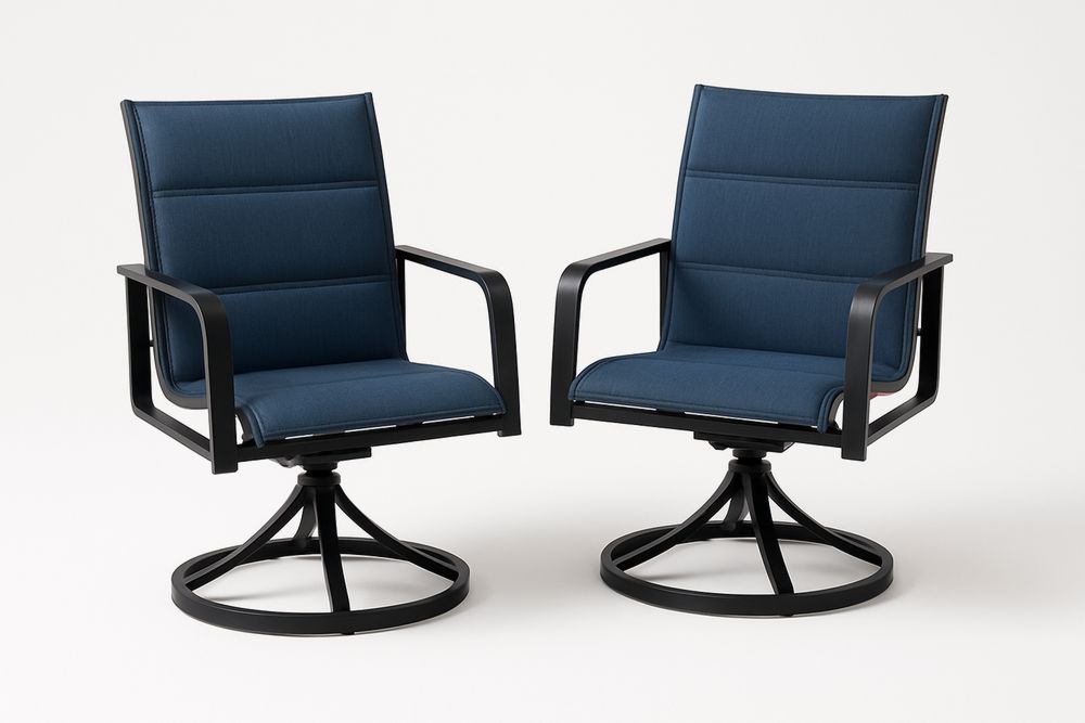 Kääntyvä terästuolisarja polyesteri sininen 2 kpl-lumiaurorahaven