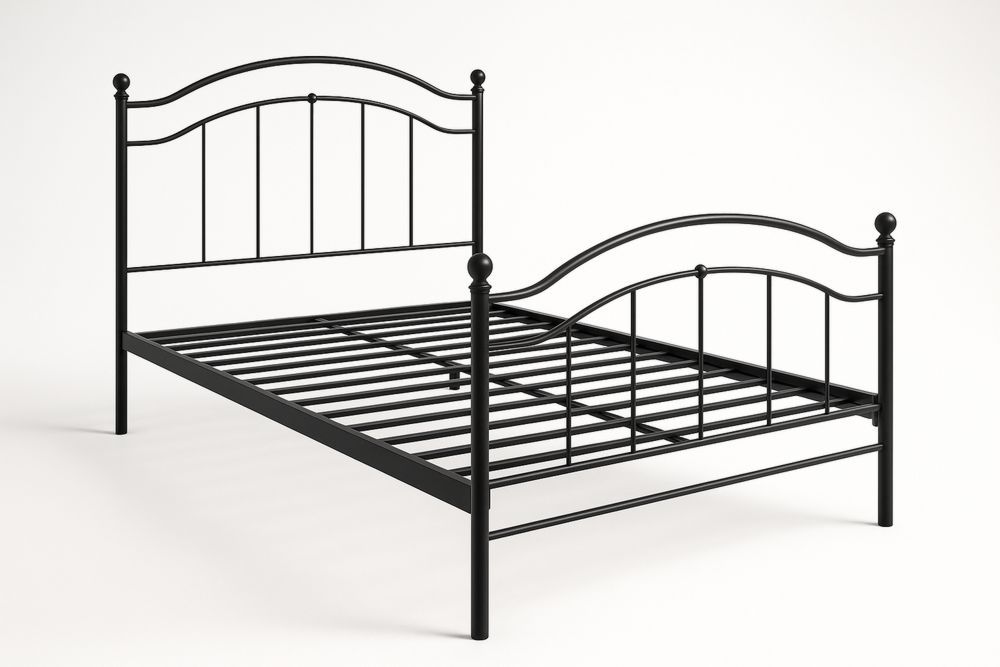 Metallinen kaarevapäätyinen sänky musta 200x160 cm-lumiaurorahaven