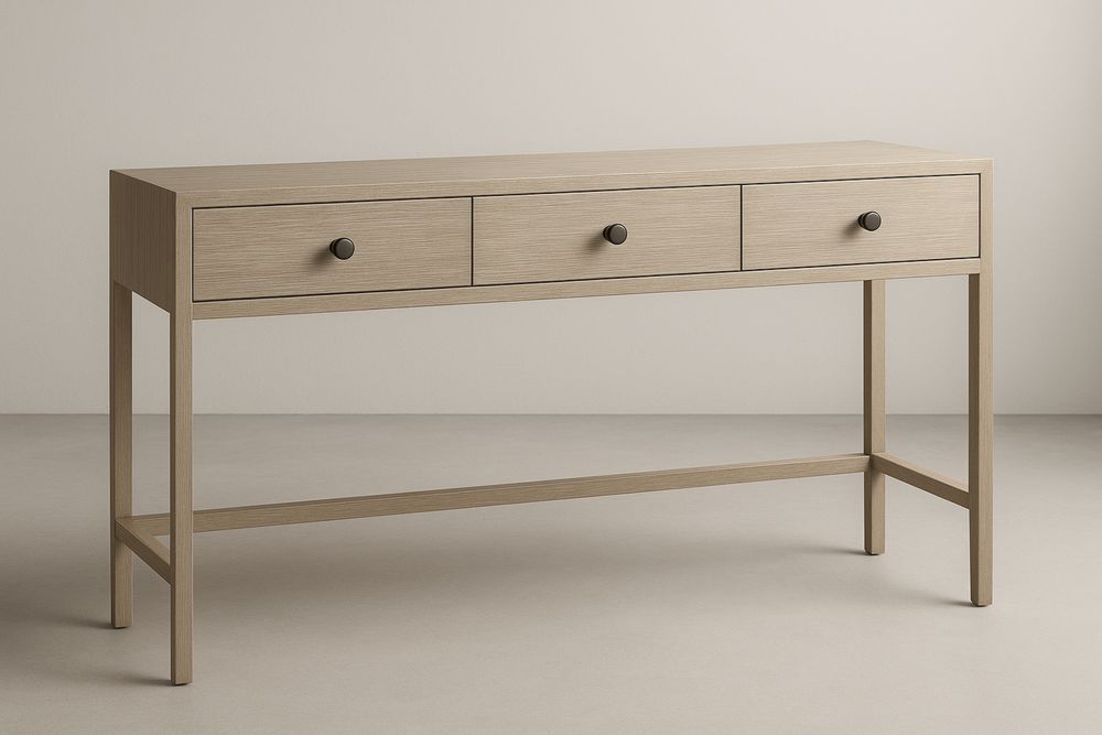 Tammi konsolipöytä 3 vetolaatikkoa vaalea 120x30x75 cm-lumiaurorahaven