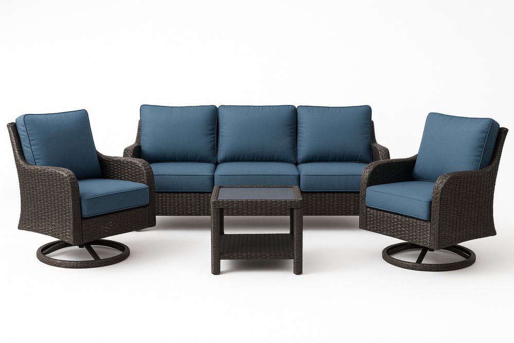 Polyrottinki ulkohuonekalusarja siniset pehmusteet-lumiaurorahaven