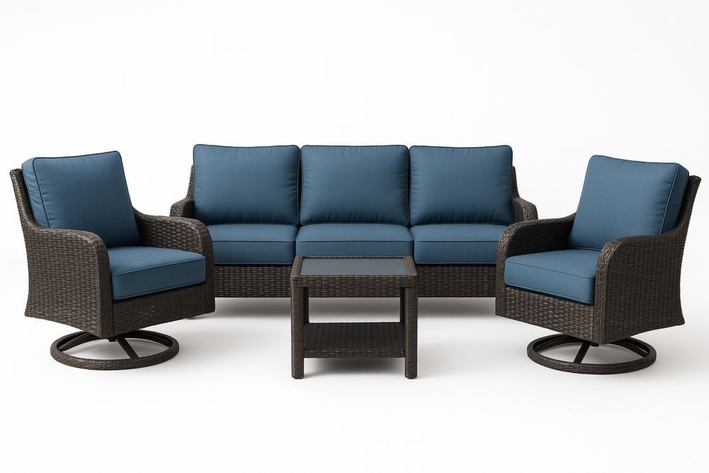 Polyrottinki ulkohuonekalusarja siniset pehmusteet-lumiaurorahaven