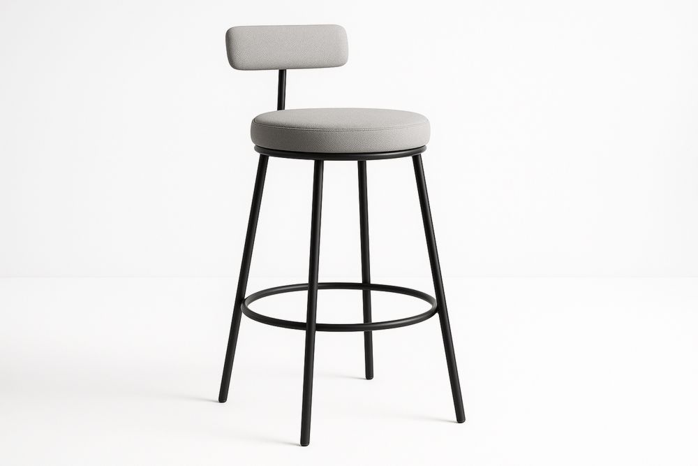 Baarituoli teräsjalkainen harmaa kangasverhoilu-lumiaurorahaven